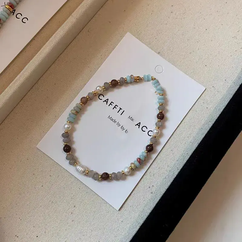Fashion Elegant Handmade Woven Natural Stone Beadeds Chain Pearl Pendant Necklace Accessories Luxury Women Necks Fashion Jewelry