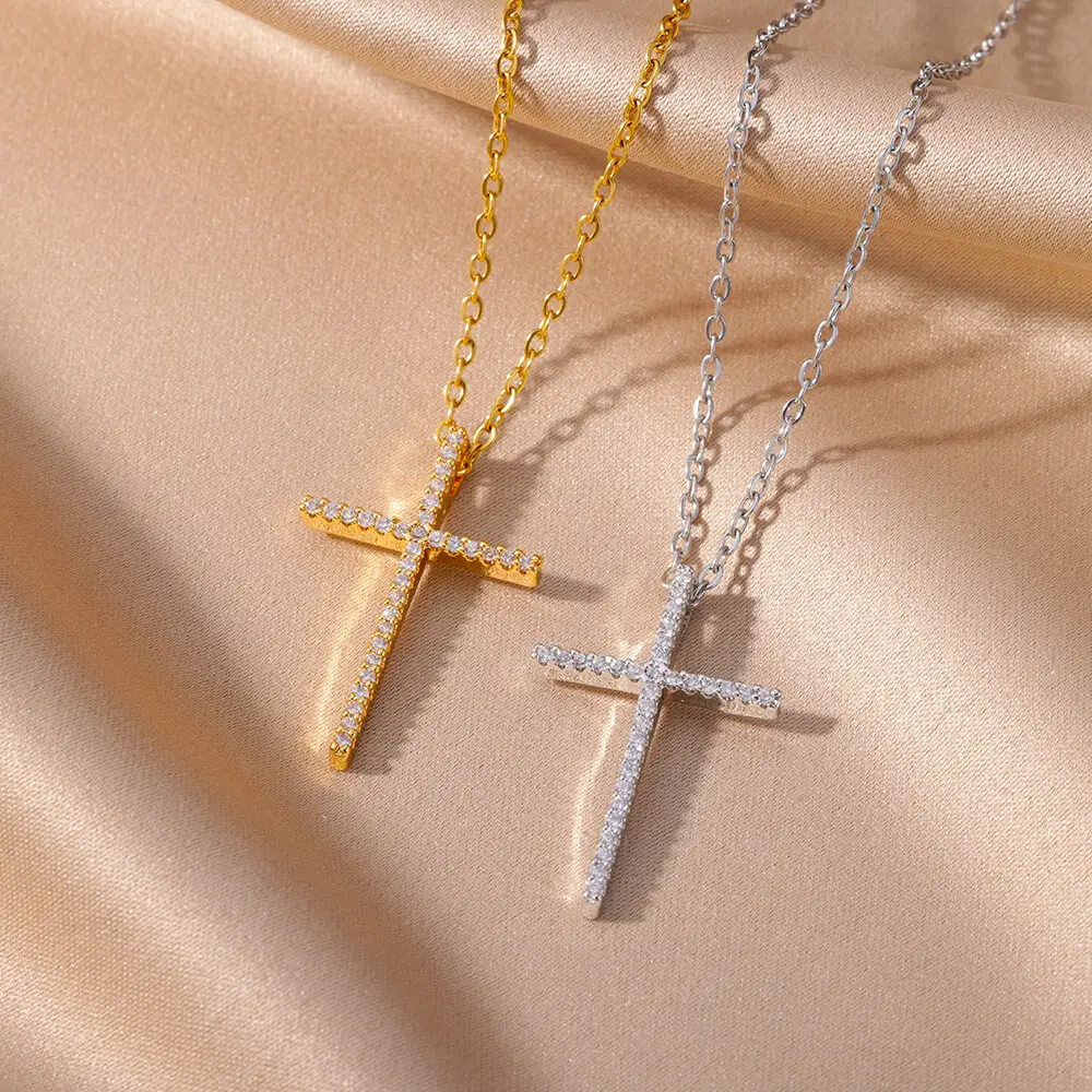 New Goth Cross Jesus Pendant Necklace for Women Stainless Steel Luxury Necklace Trend Couple Jewelry Collares Mujer