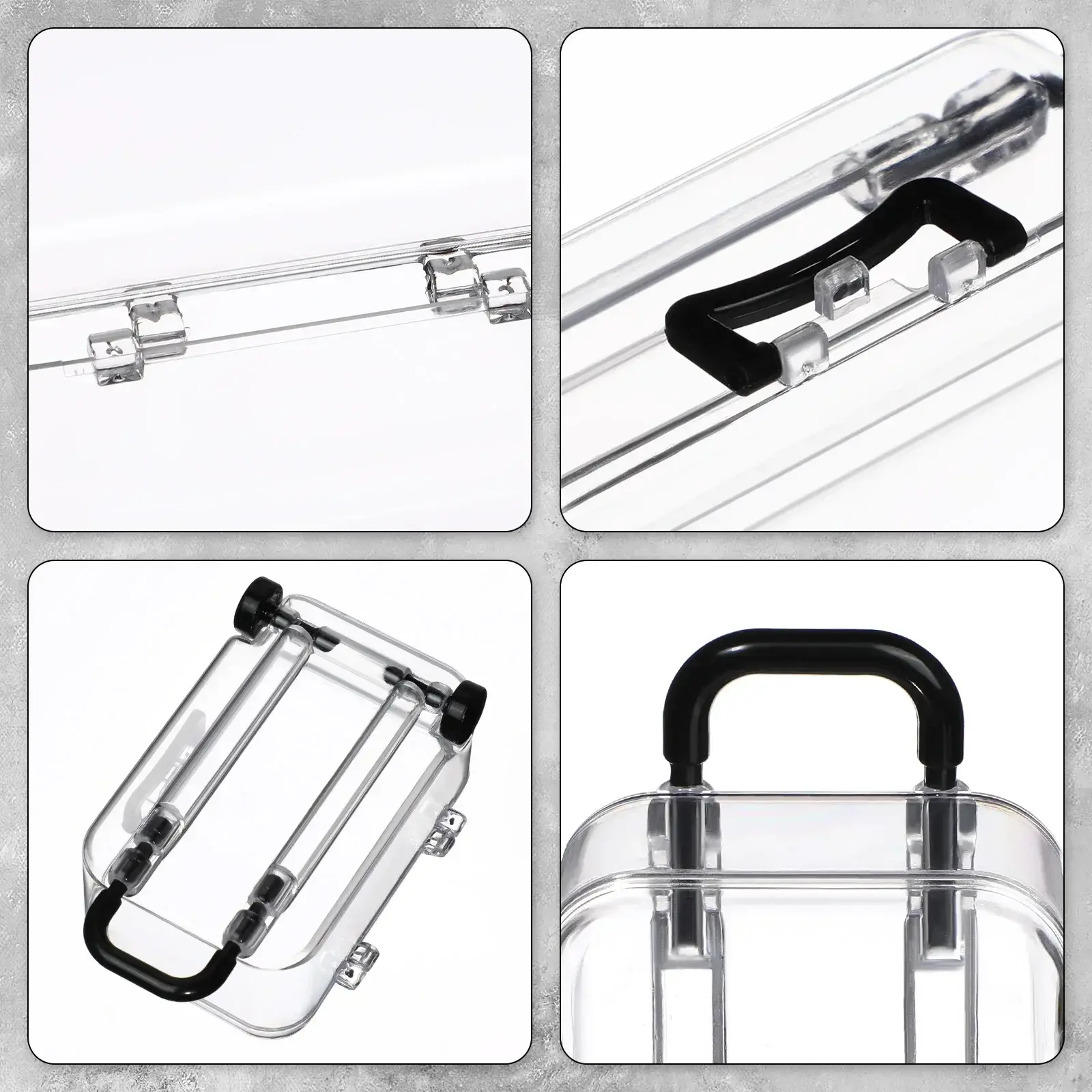 Creative Mini Transparent Plastic Suitcase Storage Boxes Retractable Wheels Jewelry Snack Organizer Cart Luggage Compartment