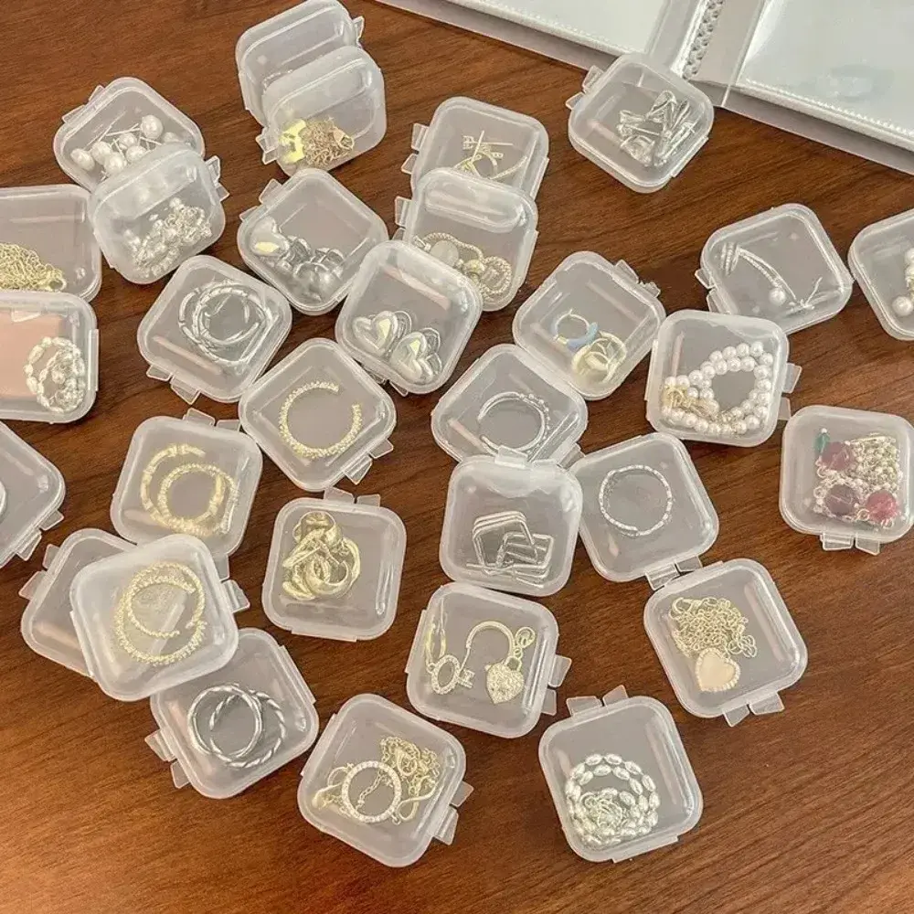 10PCS New Mini Clear Plastic Storage Box Jewelry Storage Case Transparent Storage Organizer Portable Jewelry Storages Box