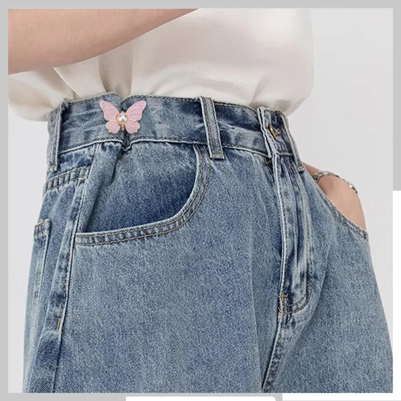 1/2pcs No Sewing Required Adjustable Butterfly Waist Button for Tighting Waistline of Pants Jeans Skirts Waist Reduce Buckles