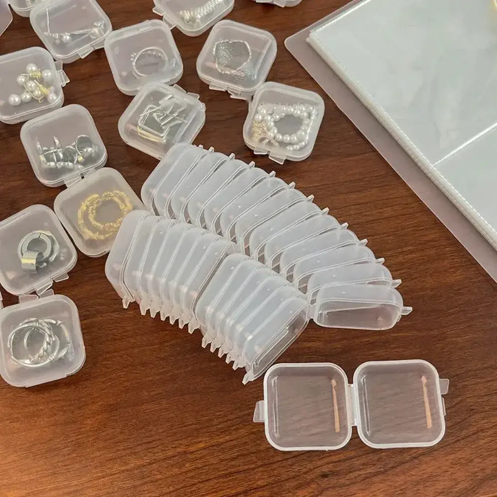 10PCS New Mini Clear Plastic Storage Box Jewelry Storage Case Transparent Storage Organizer Portable Jewelry Storages Box