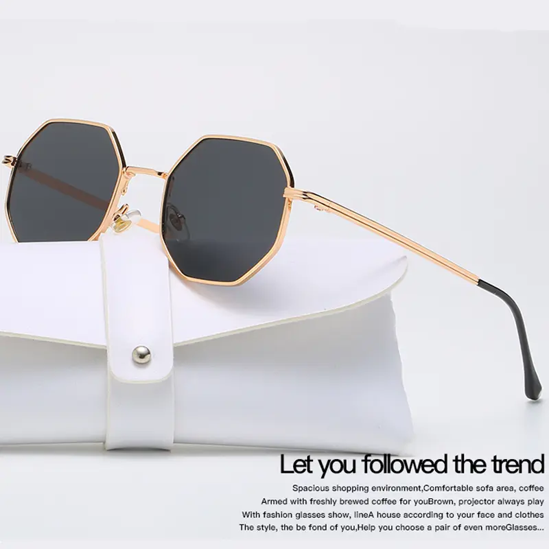 New Fashion Polygon Metal Sunglasses Vintage Frame for Women Sunglasses Men Luxury Sun Glasses Women Mirror Gafas De Sol Uv400