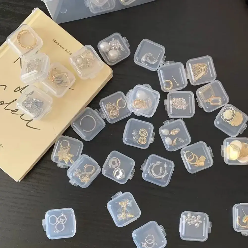 10PCS New Mini Clear Plastic Storage Box Jewelry Storage Case Transparent Storage Organizer Portable Jewelry Storages Box