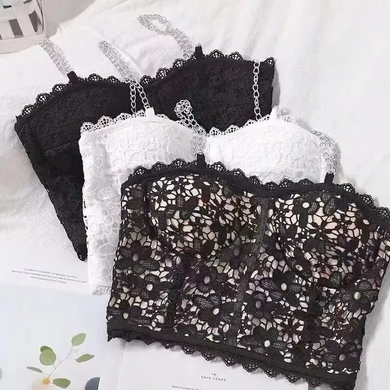 High Quality Full Beads Female Corset Top Women Camis Nightclub Pearls Short Chest Binder Sexy Camisole Mujer Lingerie Tube Bra