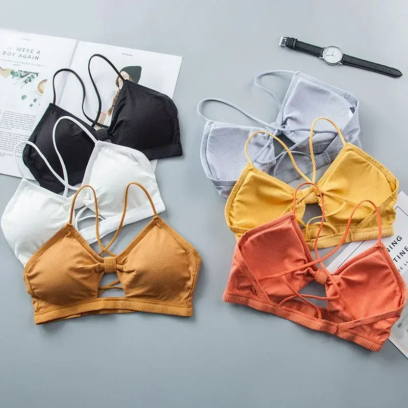 Fashion Sexy Lingerie Seamless Back Hollow Backless Strapless Sport Bra Women Push Up Bralette Brassiere Underwear Bandeau Top