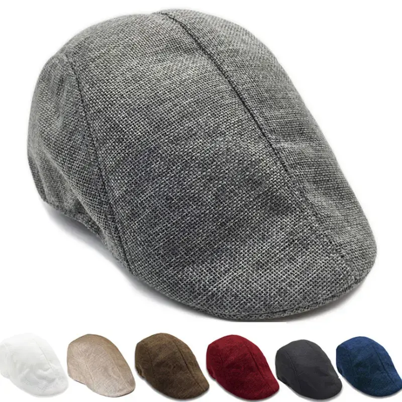 Fashion Men Berets Cap British Style British Linen Beret Fashion Flat Caps Classic Vintage Cabbie Cap Chapeau Homme Peaked Cap