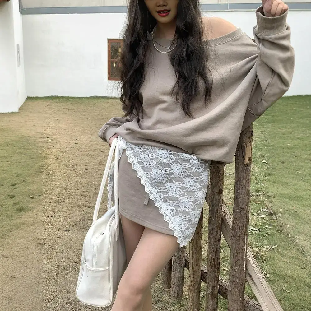 New Y2K Stacked Lace Half Skirt Women Sexy Lace Tulle Bandage Skirt Layering Butt Curtain Short Skirt Flower Triangle Hair Scarf