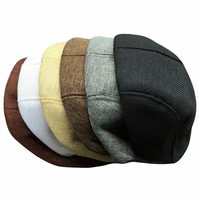 Fashion Men Berets Cap British Style British Linen Beret Fashion Flat Caps Classic Vintage Cabbie Cap Chapeau Homme Peaked Cap