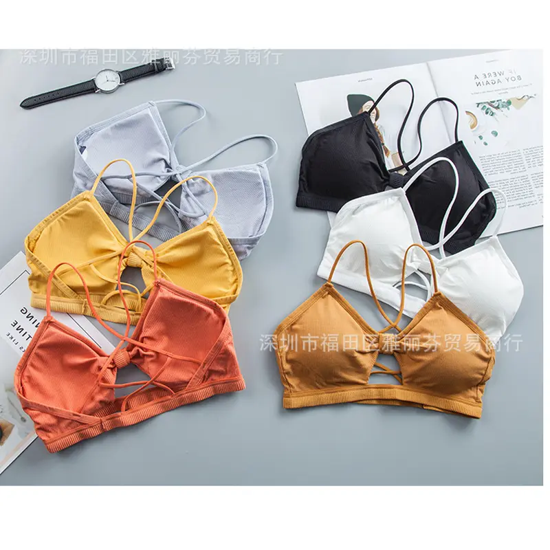 Fashion Sexy Lingerie Seamless Back Hollow Backless Strapless Sport Bra Women Push Up Bralette Brassiere Underwear Bandeau Top