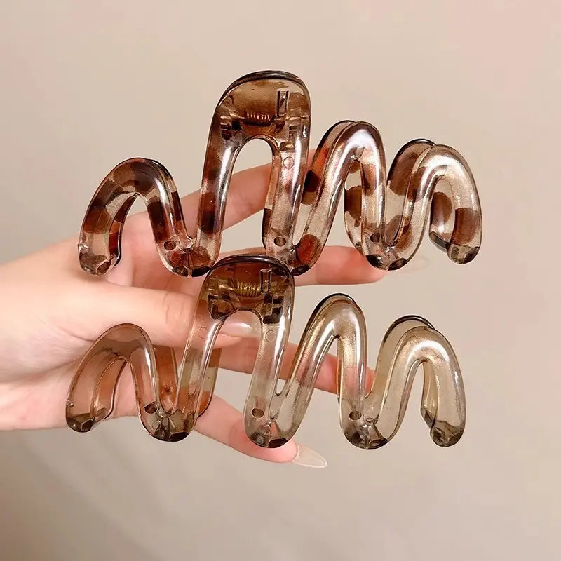 High Quality Stylish Oversized Size Acetic Acid Shark Clip Disc Grip Clip Wave Fashion Hair Grip Women's Premium Sense Hair Claw