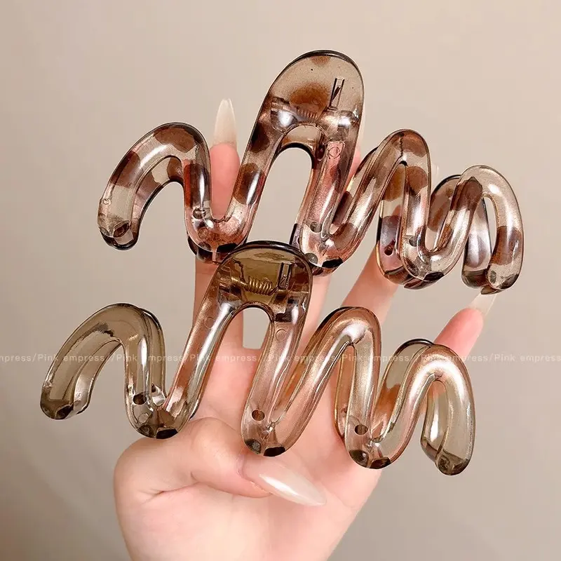 High Quality Stylish Oversized Size Acetic Acid Shark Clip Disc Grip Clip Wave Fashion Hair Grip Women's Premium Sense Hair Claw