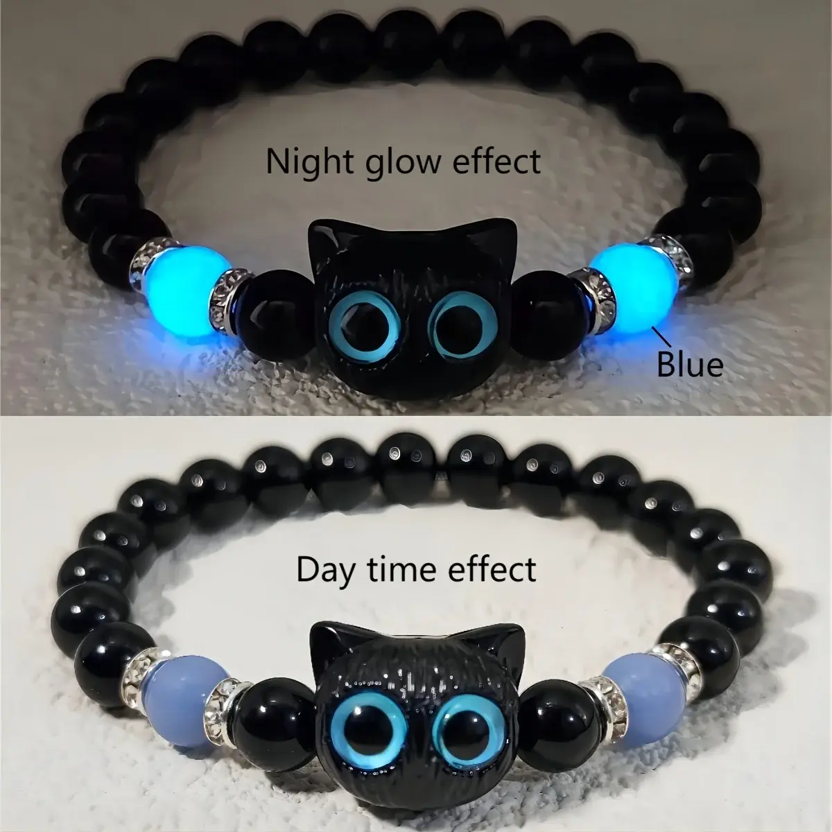 1/2pcs Matching Bracelets Necklace Couples Women Men Luminous Cat Friendship Bracelete Black White Cat Head Noctilucent Bangles