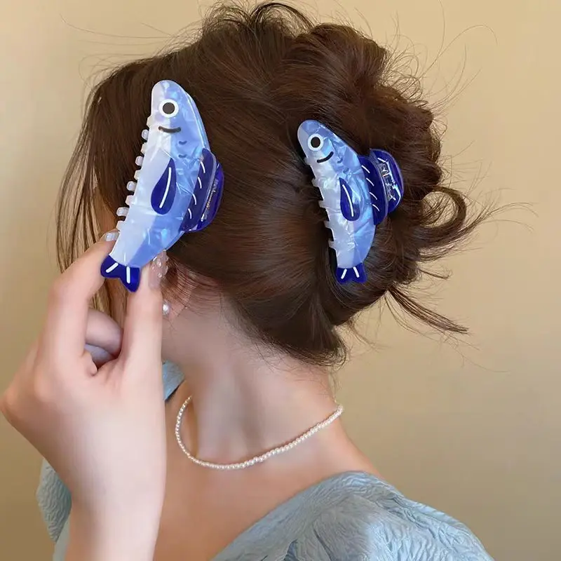 New Creative Fun Ocean Sardine Clip Hair Clip Cute Fashion Hair Claw Texture Shark Clips Ponytail Clip Hair Ornaments Female