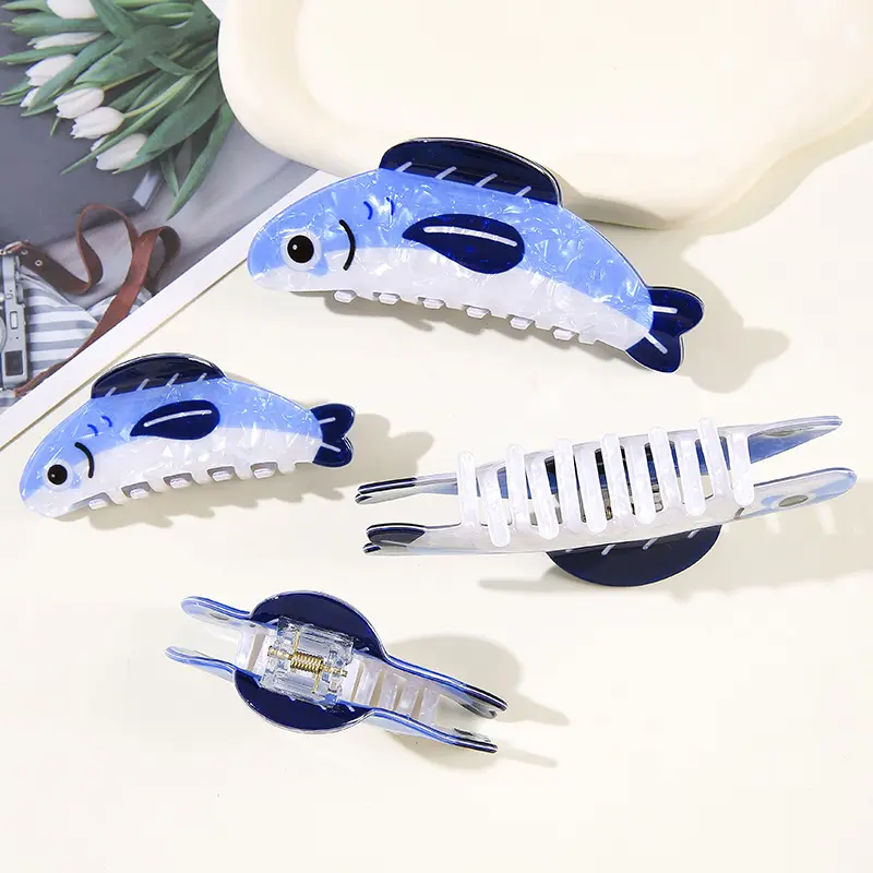 New Creative Fun Ocean Sardine Clip Hair Clip Cute Fashion Hair Claw Texture Shark Clips Ponytail Clip Hair Ornaments Female