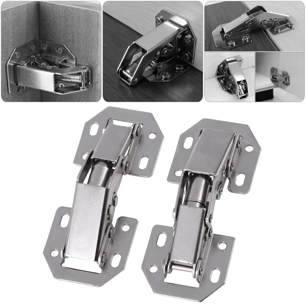 10pcs Cabinet Door Hinges No Drilling Hole Cabinet Hardware Hinges No Slot Required Cold Rolled for Window Cupboard Kitchen Door
