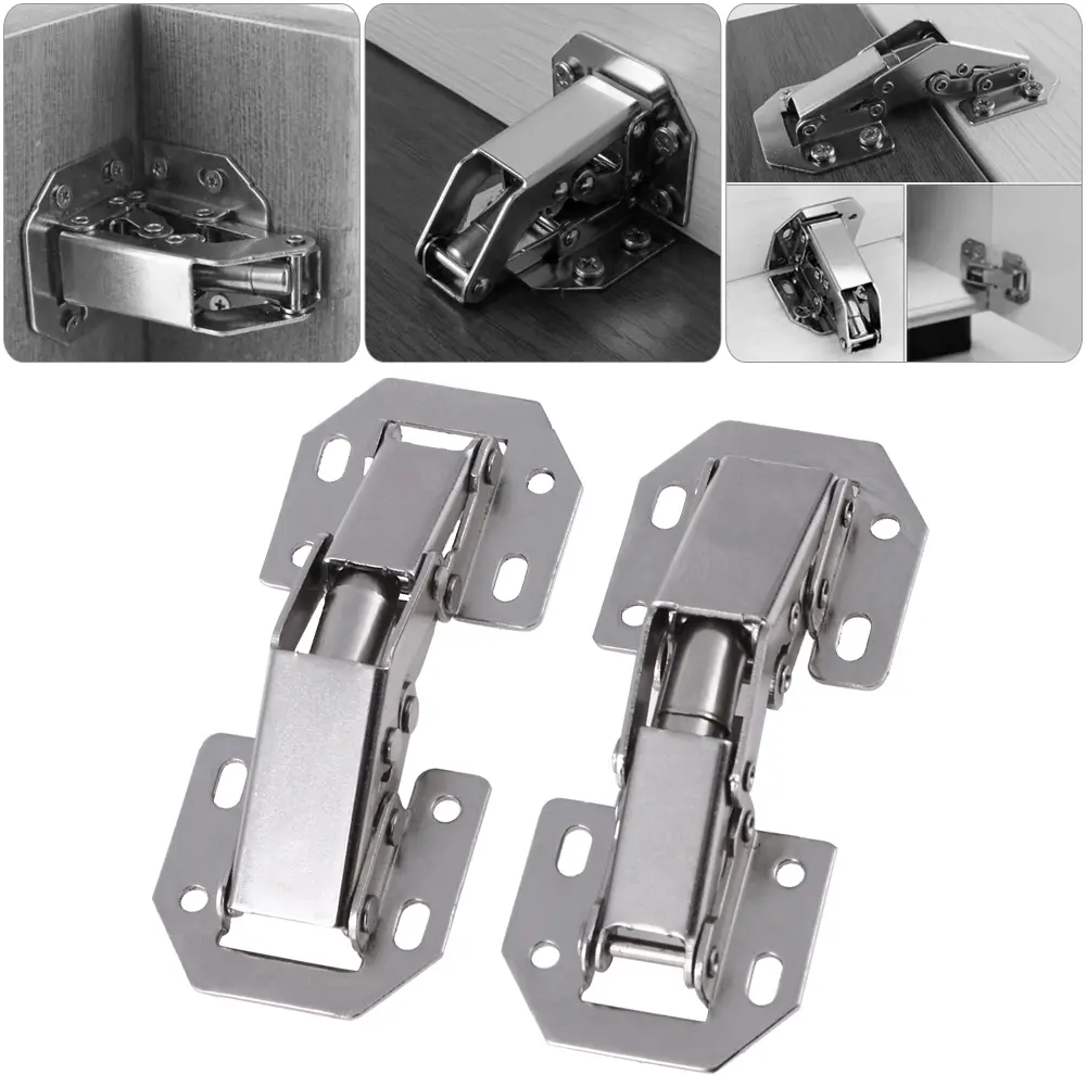 10pcs Cabinet Door Hinges No Drilling Hole Cabinet Hardware Hinges No Slot Required Cold Rolled for Window Cupboard Kitchen Door