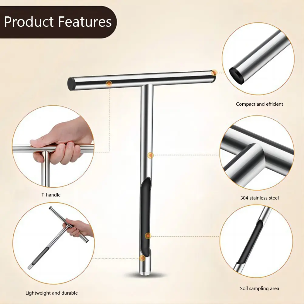 Soil Sampler Probe Portable Soil Sampling Probe Stainless Steel Quick Inspection 12inch/21inch for Lawn Garden Farm