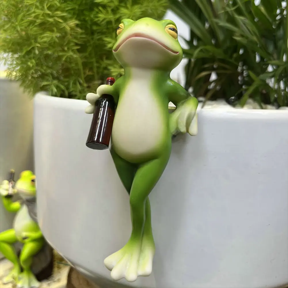 Resin Hanging Frog Figurine Planter Hugger Small Frog Figurine Miniature Frog Figurine Plant Decorations for Pots