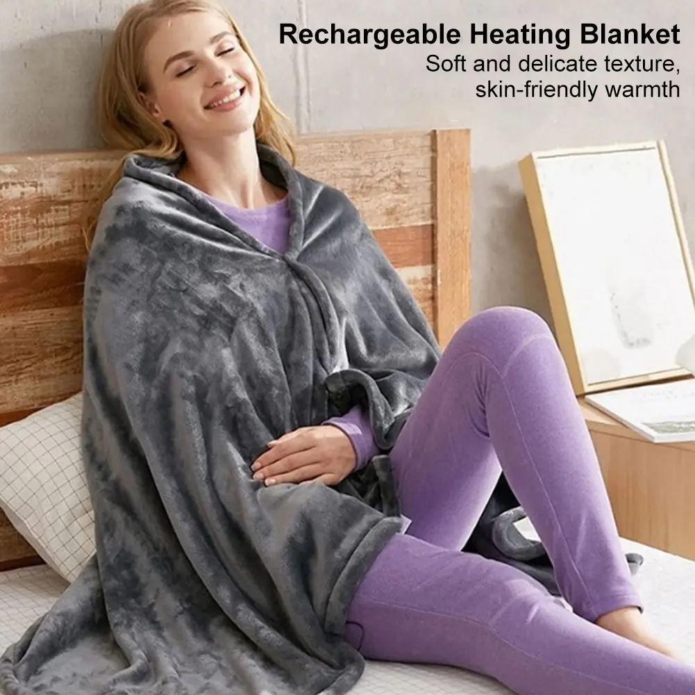 USB Electric Heated Blanket 3 Heating Levels Fleece Heated Blanket Portable Body Warmer Blanket Quickly Heated Cape Pad