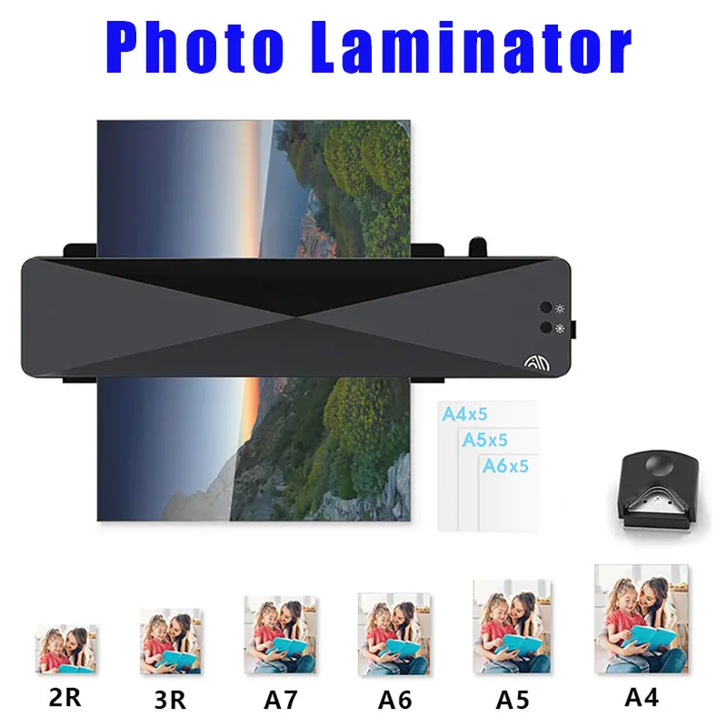 A4 Professional Thermal Office Hot and Cold Laminator for Document Photo Blister Packaging Plastic Desktop Laminator Machine Set