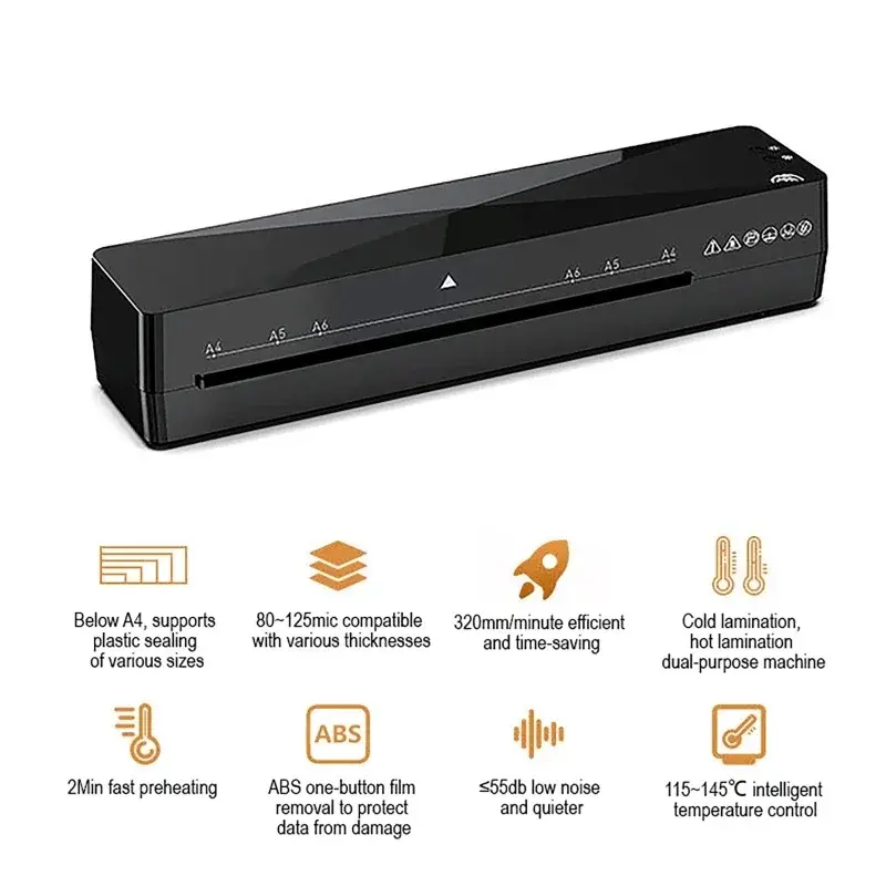A4 Professional Thermal Office Hot and Cold Laminator for Document Photo Blister Packaging Plastic Desktop Laminator Machine Set