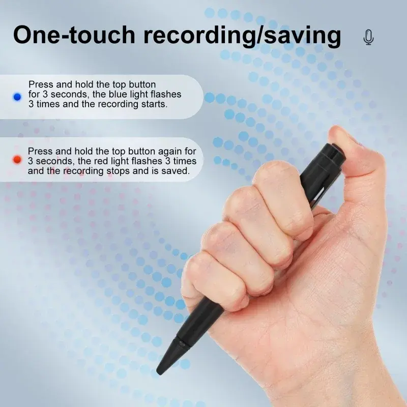 One-Touch Recording/Saving Pen+5 Replacement Refills,Data Cable,Earphones Portable Voice Recorder for Lecture Meeting Dictaphone