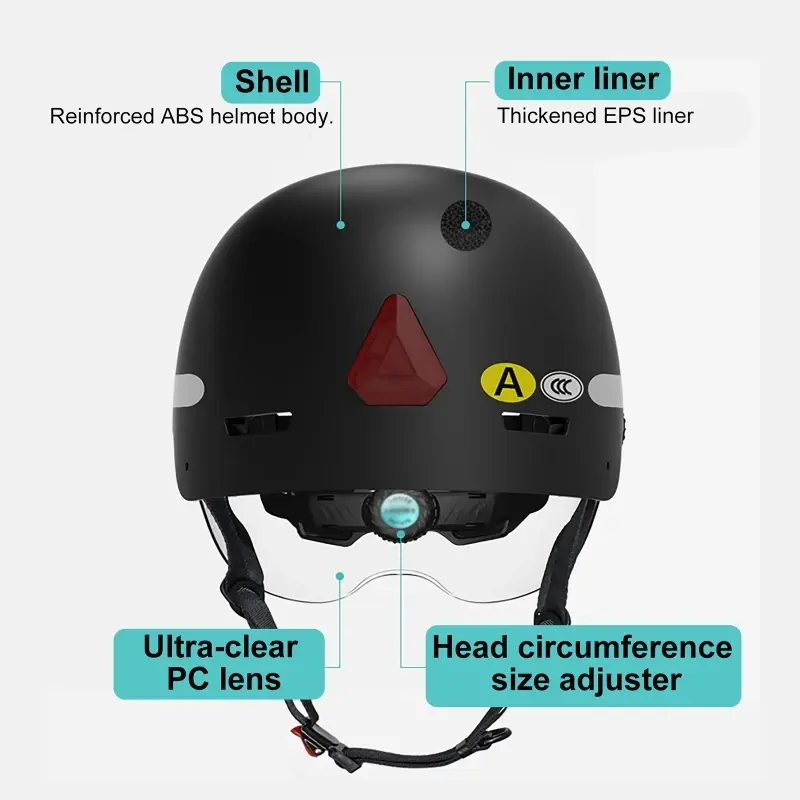 Smart Bike Helmet 1080p Camera 8 Hours Video Helmets Recorder for E-Bike Electric Scooter Helmet Safety Lights Shock Absorption