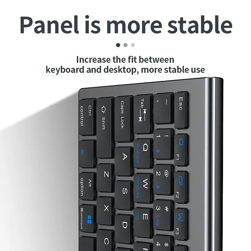 Wireless Keyboard Bluetooth 5.0&3.0&2.4G FN+1/2/3 Dual-Mode 350mAh Ultra Thin Keyboards for Laptop PC TV iPad Macbook Android