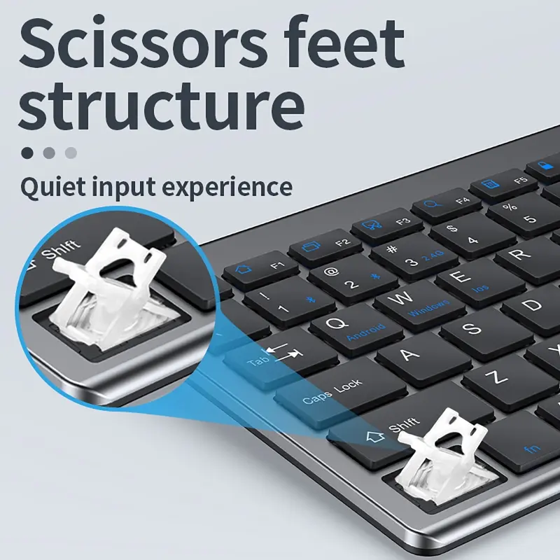 Wireless Keyboard Bluetooth 5.0&3.0&2.4G FN+1/2/3 Dual-Mode 350mAh Ultra Thin Keyboards for Laptop PC TV iPad Macbook Android