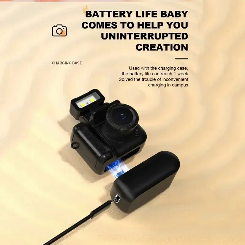 128G Mini Camera with Screen HD 1080p Portable Video Recorder with Flash Light Battery Dock Retro Ultra Compact Digital Camera