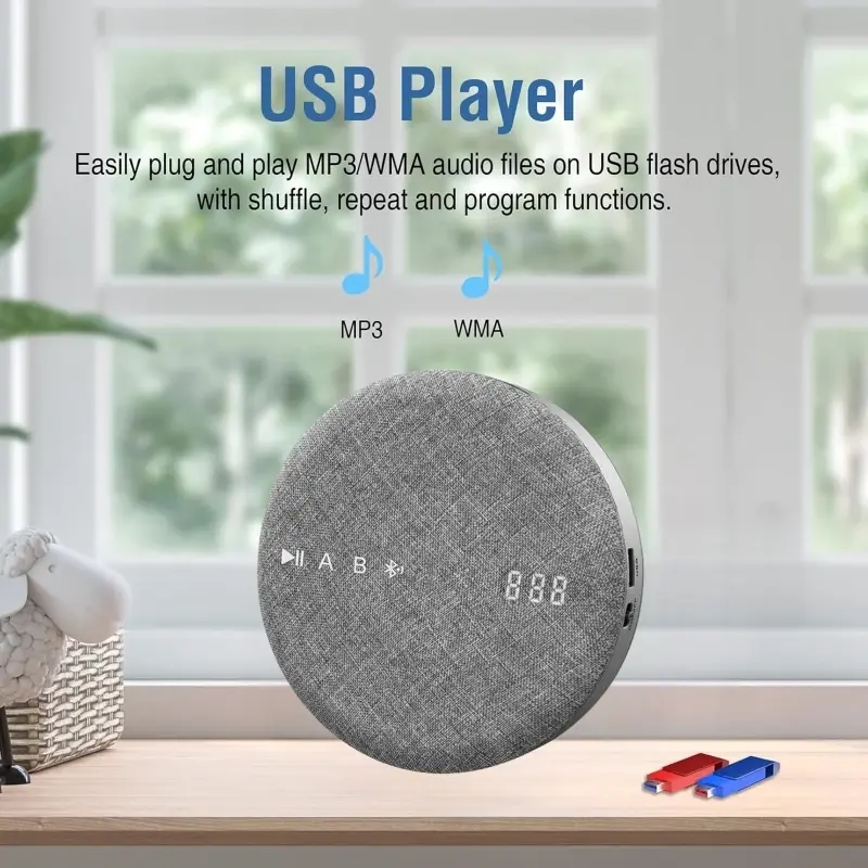 Multi-functional CD Player DVD/VCD AV Player Wireless Bluetooth USB Built-in Speaker Rechargeable Audio Player