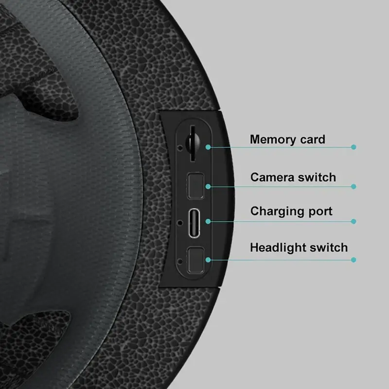 Smart Bike Helmet 1080p Camera 8 Hours Video Helmets Recorder for E-Bike Electric Scooter Helmet Safety Lights Shock Absorption