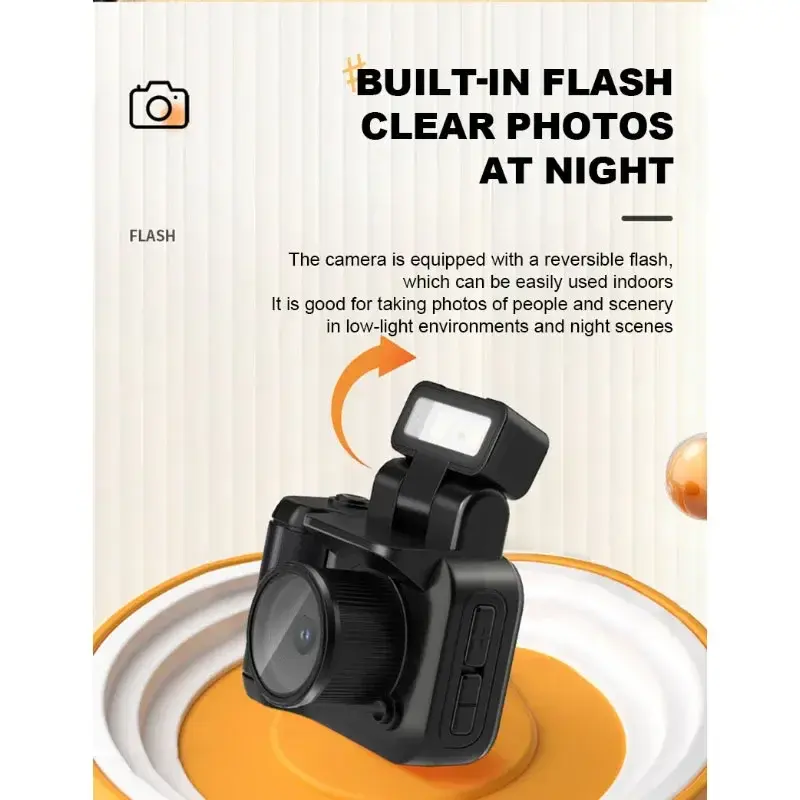 128G Mini Camera with Screen HD 1080p Portable Video Recorder with Flash Light Battery Dock Retro Ultra Compact Digital Camera