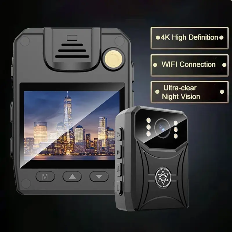 4K HD Mini Cameras with WIFi Digtal Video Recorder with IPS Screen Night Vision 3000mAh Police Body Camera Portable Camcorder