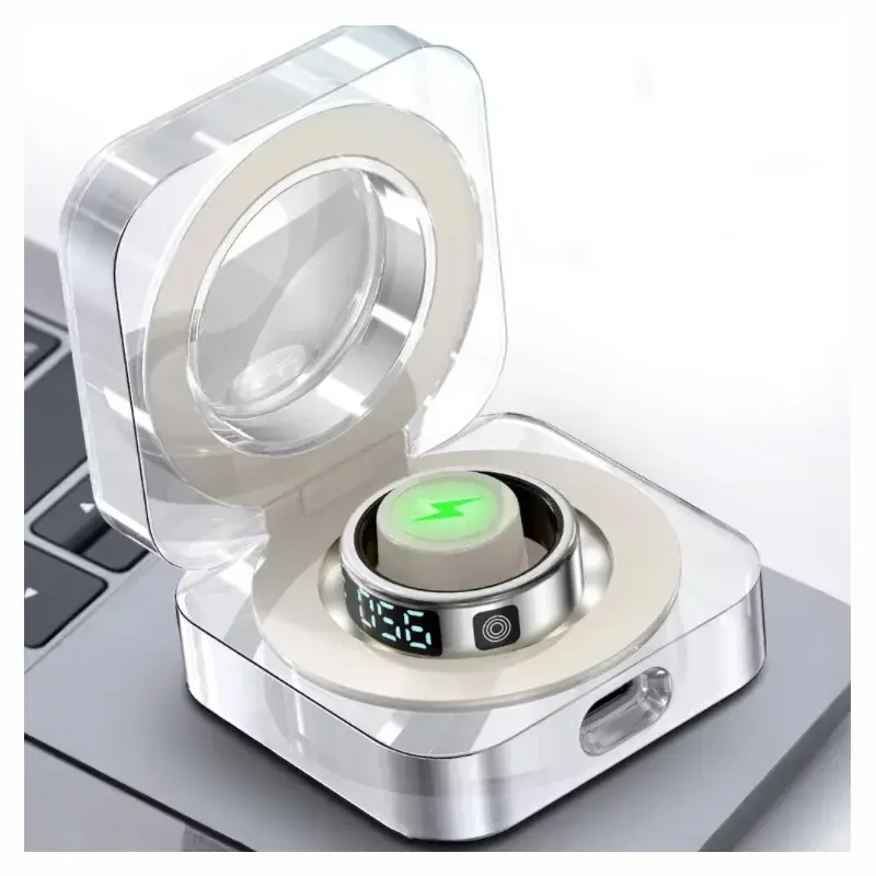 Smart Ring Charging Box 3.7V 200mAh without Charging Cable Self-Activation Charger Box Transparent with LED Light Display