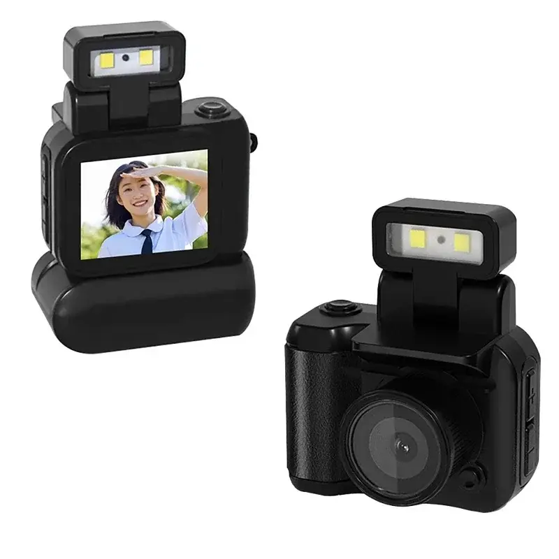 128G Mini Camera with Screen HD 1080p Portable Video Recorder with Flash Light Battery Dock Retro Ultra Compact Digital Camera