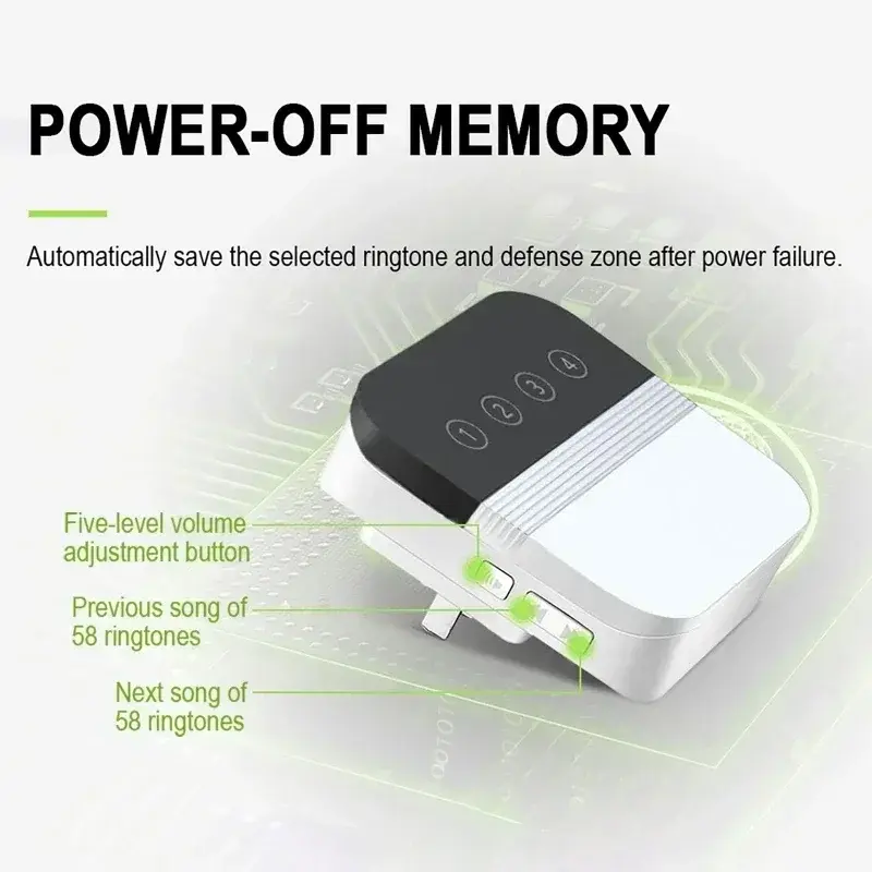 4-Way Doorbell Solar Driveway Alarm,Alert System Monitor,500m Long Range,Infrared Motion Sensor Detector Home Ourdoor Security