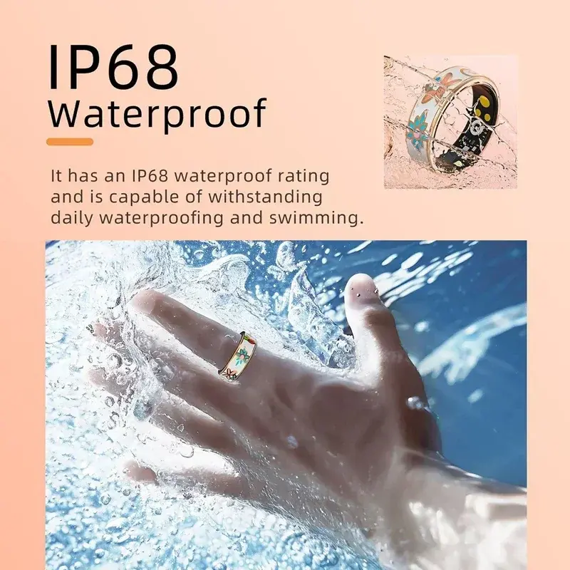 Color Enamels Smart Ring+Charging Case&Cable for Women Sleep Monitoring Blood Oxygen Health Measurement Multi-sports Mode Rings