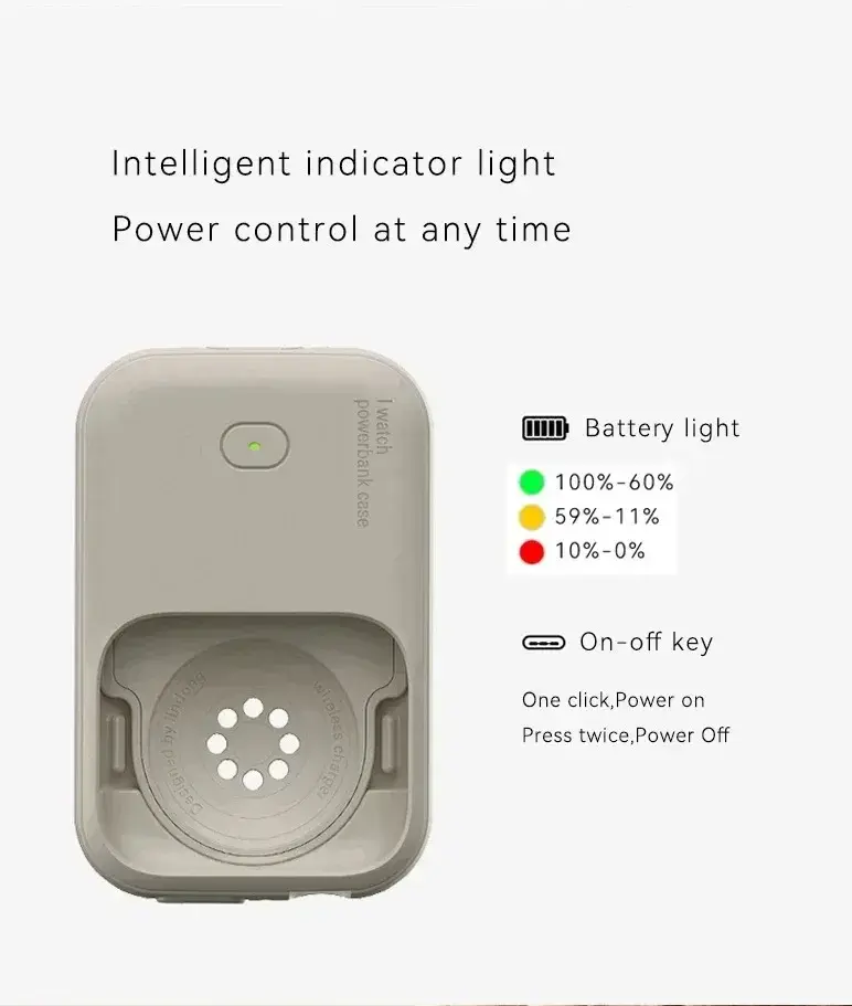 Portable Smart Watch Wireless Charger 1200mAh Power Bank Device for Apple Watch 8 7 6 5 4 SE Ultra for IWatch Fast Charging Case