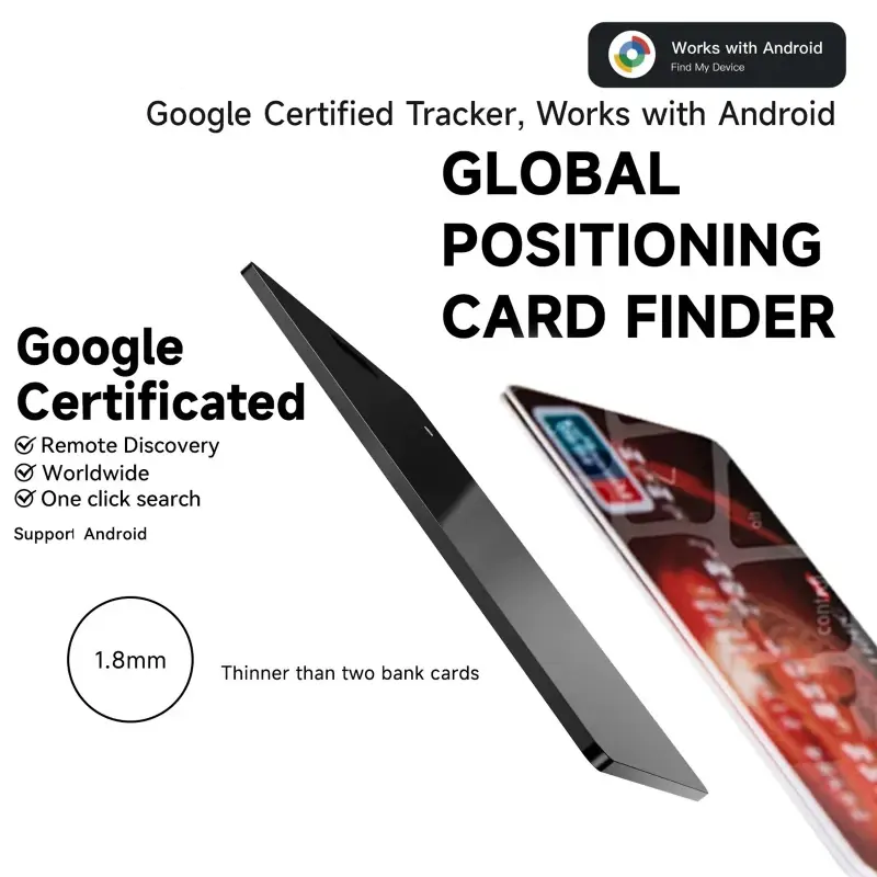 GPS Smart Tag Wallet Anti-loss Card Android Location Tracking Work With Google Find My App Bluetooth Device Wireless Charge Find