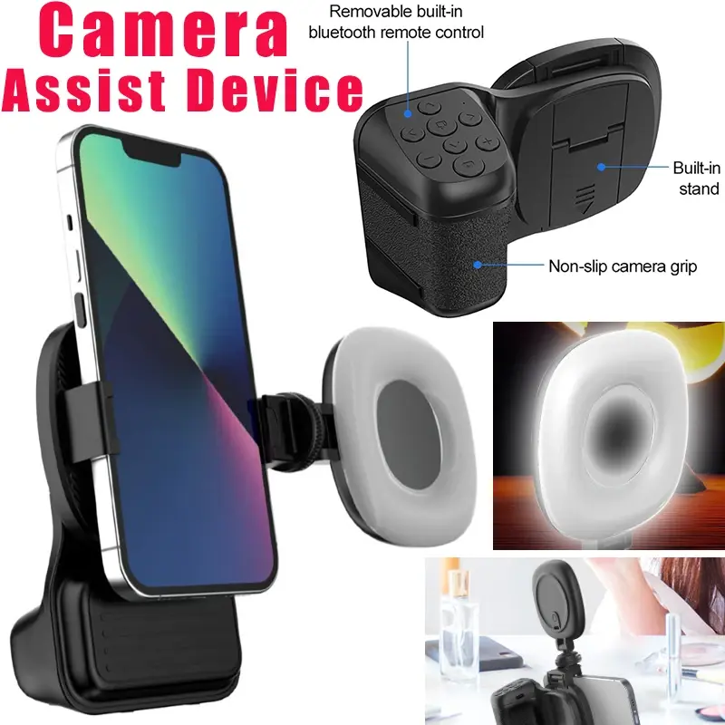 with Fill Light Phone Bluetooth Cameras Assist Device Anti-Shake Handle Selfie Camera Stabilizers Page Turner + Remote Control