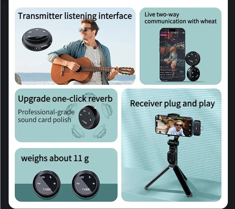 Wireless Lapel Microphone USB-C/iOS Interface Magnetic Lavalier Mic Noise Cancel for Android/iPhone/Camera/PC/Laptop