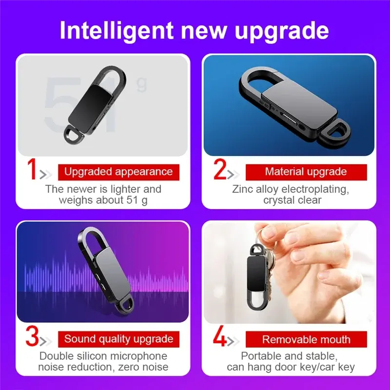 Mini Recorder Keychain Voice Recorder Hidden Dictaphone Device Sound 128G Key Chain Digital Small Voice Dictaphone Mp3 Player