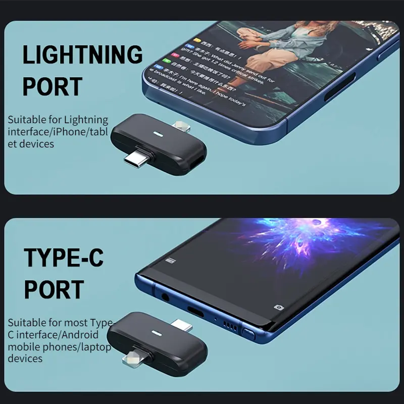 Wireless Lapel Microphone USB-C/iOS Interface Magnetic Lavalier Mic Noise Cancel for Android/iPhone/Camera/PC/Laptop