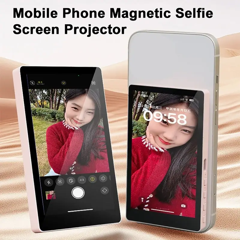 Wireless Magnetic Selfie Rear Camera Monitor Screen for Phone Camcorder Lens Smartphone Selfie Vlog Live Stream Video Recording