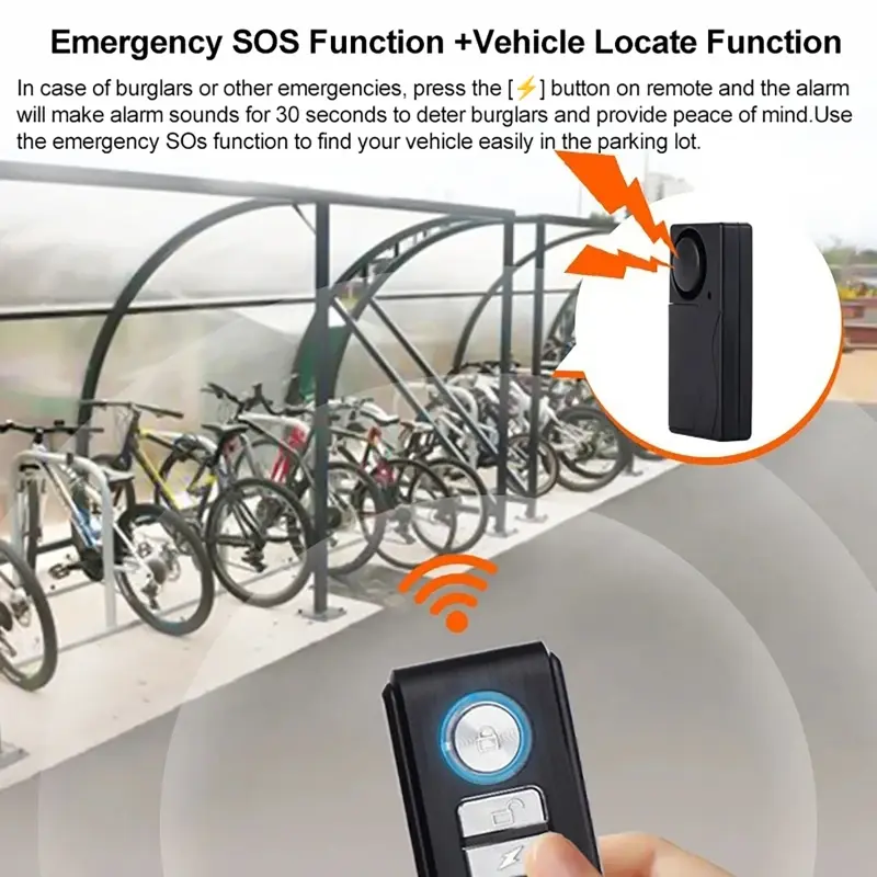 Loud Alarm 110dB Wireless Vibration Alarms with Remote Control for Door Window Motorcycle Bike Vehicle Security Anti-Theft Alarm