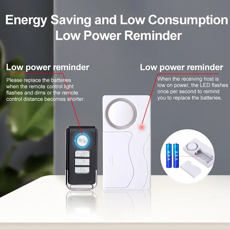Door Alarms Wireless with Remote Control Doorbell Open Alarm Security Delay Loud 108dB Magnetic Sensor Anti-Theft Window Alarm