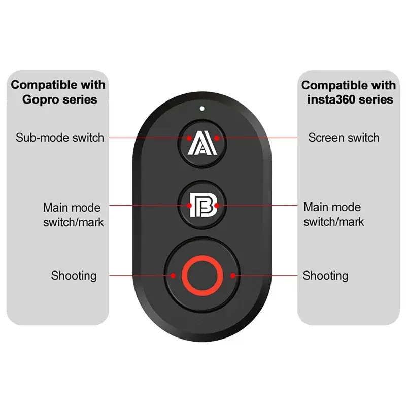 Remote Control Bluetooth Camera Photography Shutter Release Button Controller Compatible with Insta360 X5/X4/Ace PRO2/GOPRO13/12