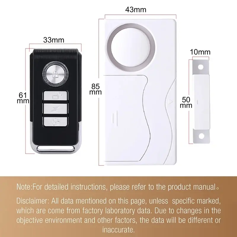 Door Alarms Wireless with Remote Control Doorbell Open Alarm Security Delay Loud 108dB Magnetic Sensor Anti-Theft Window Alarm